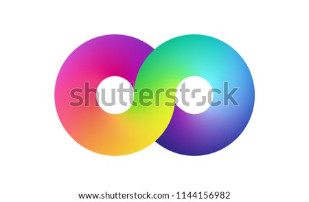 Abstract rainbow mesh simbol background. Blurred colorful backdrop form of a infinity. Vector illustration for your logo, graphic design, template, banner, poster or website.