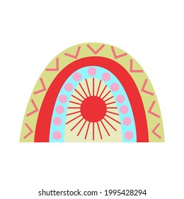 Arcoiris abstracto en un estilo escandinavo minimalista. Ilustración moderna para una habitación para niños, para una postal o para imprimir.