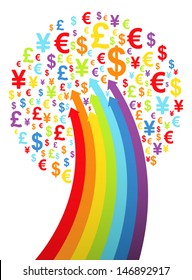 Abstract rainbow money tree. Vector illustration.