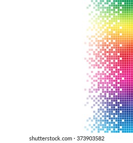 Abstract rainbow mosaic vector template with white copy space.