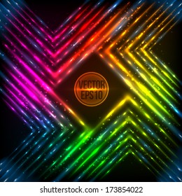 Abstract rainbow neon corners vector background