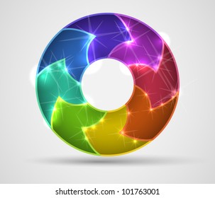 Abstract rainbow object with arrows