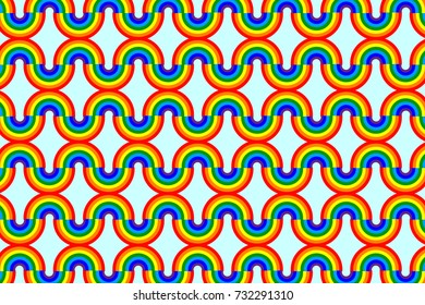 Abstract rainbow on blue background - vector pattern