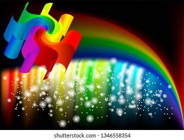 abstract rainbow on dark background. 10 EPS