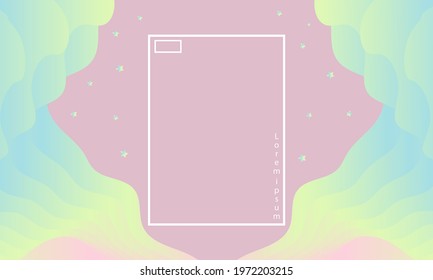 Abstract rainbow pastel color background with white paper border. Vector illustration artwork.