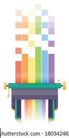 Abstract rainbow printer. Printing art concept.