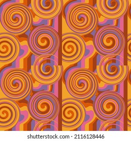 Abstract rainbow retro seamless pattern background. Aesthetic 70s-90s vector illustration