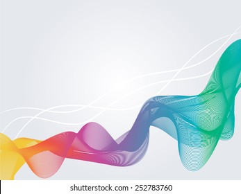 Abstract rainbow ribbon with blend and silver background