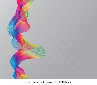 Abstract rainbow ribbon with silver halftone background