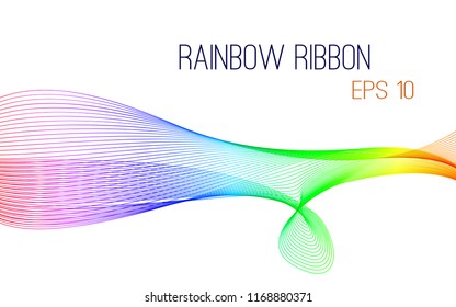 Abstract rainbow ribbon vector, eps 10. Colorful design on white isolated background.