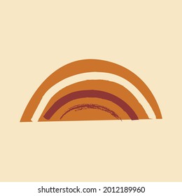 Abstrakter Regenbogen im skandinavischen Stil. Vorlage für eine Postkarte, Banner, Poster. Vektorgrafik-Flach-Illustration.