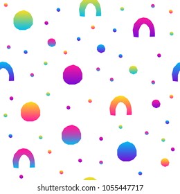 Abstract rainbow seamless pattern background. Modern futuristic illustration for design card, party invitation, wallpaper, holiday wrapping paper, fabric, bag print, t shirt,  workshop advertising etc