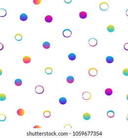 Abstract rainbow seamless pattern background. Modern futuristic illustration for birthday card, party invitation, wallpaper, holiday wrapping paper, fabric, bag print, t shirt,  workshop advertising.