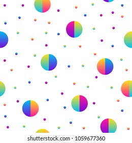 Abstract rainbow seamless pattern background. Modern futuristic illustration for birthday card, party invitation, wallpaper, holiday wrapping paper, fabric, bag print, t shirt,  workshop advertising.