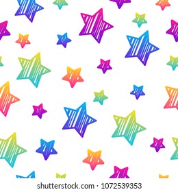 Abstract rainbow seamless pattern background. Modern swatch for birthday card, kids party invitation, shop sale wallpaper, holiday wrapping paper, fabric, bag print, t shirt,  workshop advertising