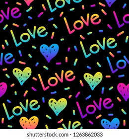 Abstract rainbow seamless pattern background. Modern swatch paint for birthday card, party invitation, sale wallpaper, holiday wrapping paper, fabric, bag print, t shirt, workshop advertising