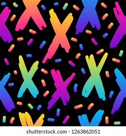 Abstract rainbow seamless pattern background. Modern swatch paint for birthday card, party invitation, sale wallpaper, holiday wrapping paper, fabric, bag print, t shirt, workshop advertising