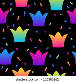 Abstract rainbow seamless pattern background. Modern swatch paint for birthday card, party invitation, sale wallpaper, holiday wrapping paper, fabric, bag print, t shirt, workshop advertising