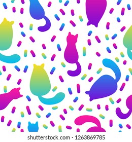 Abstract rainbow seamless pattern background. Modern swatch paint for birthday card, party invitation, sale wallpaper, holiday wrapping paper, fabric, bag print, t shirt, workshop advertising