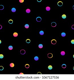Abstract rainbow seamless pattern. Modern swatch background for birthday card, kids party invitation, wallpaper, holiday wrapping paper, shop sale poster, bag print, t shirt, workshop advertising
