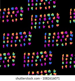 Abstract rainbow seamless pattern. Modern swatch background for birthday card, kids party invitation, wallpaper, holiday wrapping paper, shop sale poster, bag print, t shirt, workshop advertising