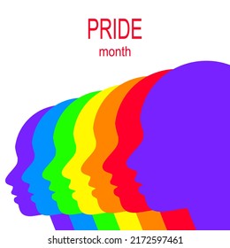 Abstract  rainbow shape -human head. LGBTQ Pride banner. Love is love. Progress. Pride Rainbow,Flag. Concept of pride month.