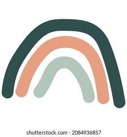 Abstract rainbow shapes create your own art. Drawn shapes and doodle object. Scandinavian rainbow with three stripes. Modern vector. Design for postcard, print, logos, branding, mood boards, poster
