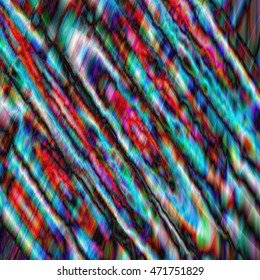 Abstract rainbow silky fur background with warped form. Amazing Dynamic glitch screen backdrop. Vector design illustration