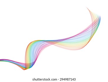 Abstract rainbow, spectrum colored wave lines VECTOR.