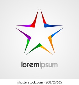 The Abstract rainbow star vector design element on white background