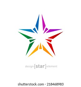 The Abstract rainbow star vector design element on white background