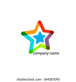 Abstract rainbow star vector design element on white background. Corporate logotype template.