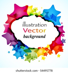 Abstract rainbow star. Vector Square card.