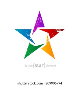 The Abstract rainbow star with vintage effect on white background. Corporate logo template
