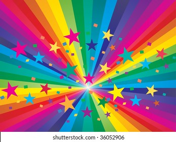 Abstract rainbow and stars background