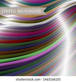Abstract rainbow striped background. Colorful print with lines. Geometric multicolor pattern for wallpaper, web page, surface textures, fabric, textile. Decorative vector illustration.