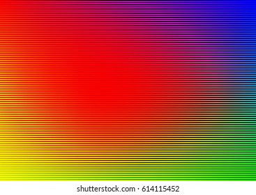 Abstract rainbow striped lined horizontal glowing background. Scan screen. Technological futuristic card with stripes. Vector illustration.