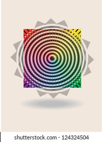 Abstract rainbow symbol with a shadow on a light background