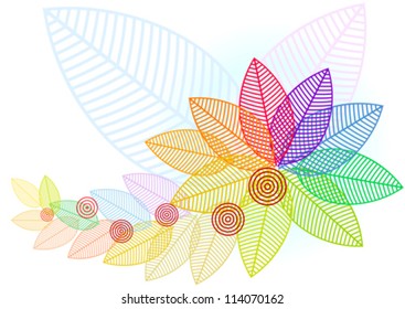 Abstract Rainbow Tree Leaves Composition