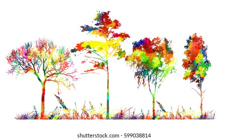 Abstract rainbow tree. Vector