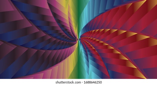 Abstract rainbow twisted lines. Trendy banner.