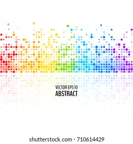 Abstract rainbow vector background. Colorful equalizer backdrop with rainbow colored particles. Vector illustration for your graphic design.