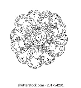 Abstract rainbow vector flower. Cute doodle flower.