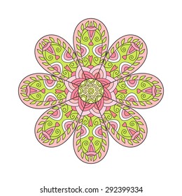Abstract rainbow vector flower. Cute doodle flower.