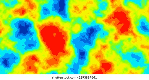 Abstract rainbow vector heat map of hot and cold distribution on landscape. Infrared thermographic background. Global warming concept. Data of temperature scanner