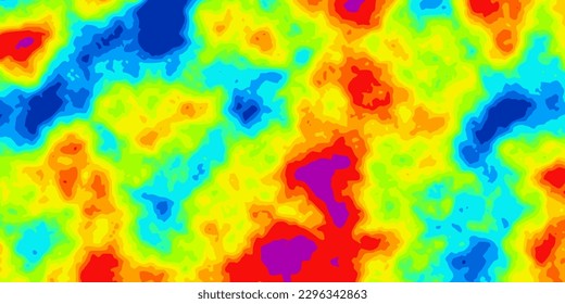 Abstract rainbow vector heatmap of cold and hot distribution on landscape. Infrared thermographic background. Global warming concept. Data of temperature scanner