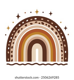 Abstract rainbow vector illustration with earthy tones and star accents