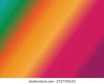 Ilustración vectorial Abstractas del arco iris que presenta un patrón geométrico colorido de líneas degradadas brillantes y Formas cuadradas en un telón de fondo texturizado sin fisuras para un diseño de Fondo de pantalla moderno