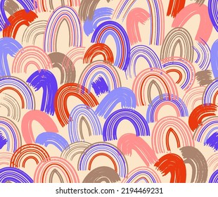 Abstract rainbow vector seamless pattern for textile design.