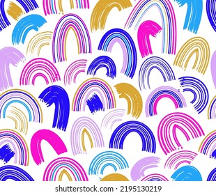 Abstract rainbow vector seamless pattern for textile design.